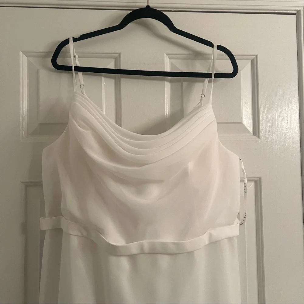 Azazie Ivory Spaghetti-Strap Fit-and-Flare Dress